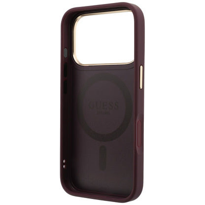 Etui MagSafe do Apple iPhone 18 Pro Max / 17 Pro Max, Guess, Grained Ring Stand 360 Classic, Wiśniowy