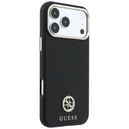 Etui MagSafe do Apple iPhone 18 Pro Max / 17 Pro Max, Guess, z ziarnistym okrągłym logo z kryształkami, czarne