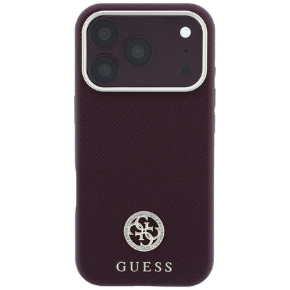 Etui MagSafe do Apple iPhone 18 Pro Max / 17 Pro Max, Guess, Ziarno Logo z okrągłymi kryształkami, Wiśniowy