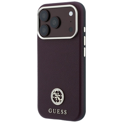Etui MagSafe do Apple iPhone 18 Pro Max / 17 Pro Max, Guess, Ziarno Logo z okrągłymi kryształkami, Wiśniowy