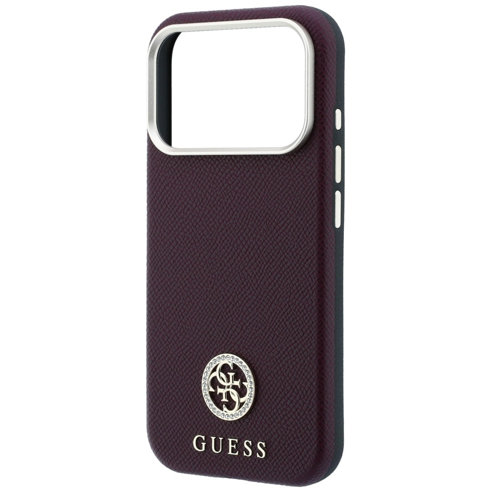 Etui MagSafe do Apple iPhone 18 Pro Max / 17 Pro Max, Guess, Ziarno Logo z okrągłymi kryształkami, Wiśniowy