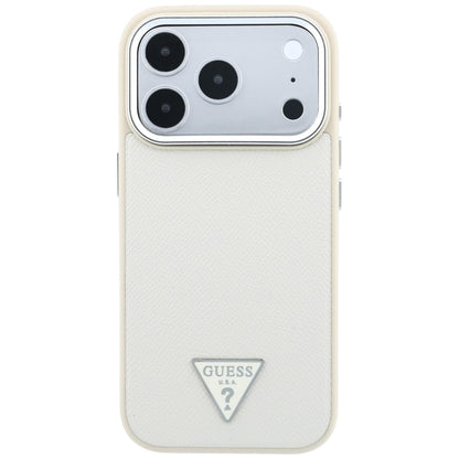 Etui MagSafe do Apple iPhone 18 Pro Max / 17 Pro Max, Guess, Logo Trójkątne z Teksturą, Beżowe