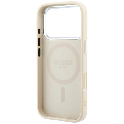 Etui MagSafe do Apple iPhone 18 Pro Max / 17 Pro Max, Guess, Logo Trójkątne z Teksturą, Beżowe