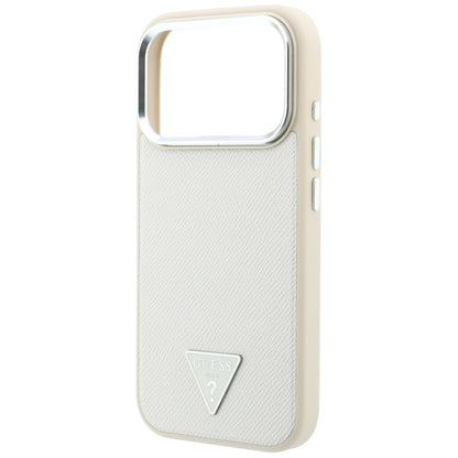 Etui MagSafe do Apple iPhone 18 Pro Max / 17 Pro Max, Guess, Logo Trójkątne z Teksturą, Beżowe