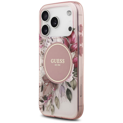 Etui MagSafe do Apple iPhone 18 Pro Max / 17 Pro Max, Guess, IML Flower & Tonal Circle, różowy