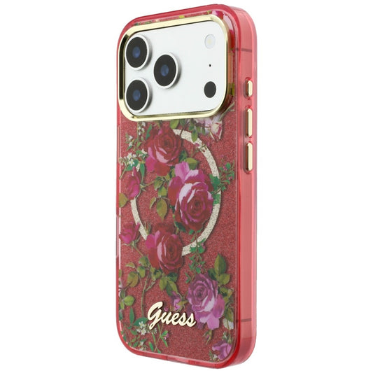 Etui MagSafe do Apple iPhone 18 Pro Max / 17 Pro Max, Guess, IML Glitter Blossom Roses, Wiśniowy