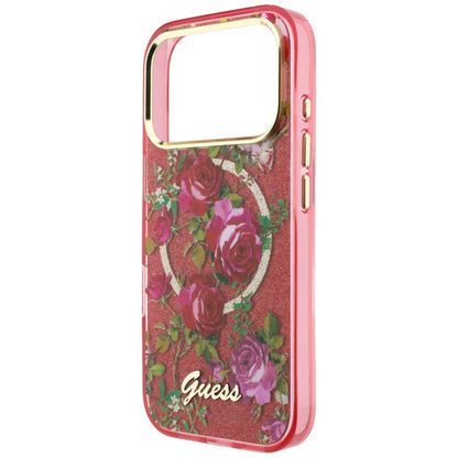Etui MagSafe do Apple iPhone 18 Pro Max / 17 Pro Max, Guess, IML Glitter Blossom Roses, Wiśniowy