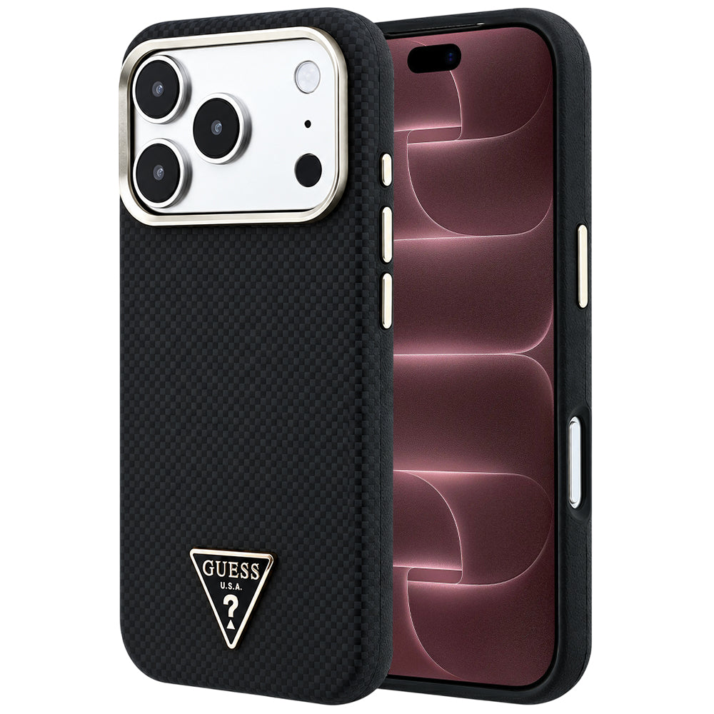 Etui MagSafe do Apple iPhone 18 Pro Max / 17 Pro Max, Guess, Kevlar Triangle Logo, czarne