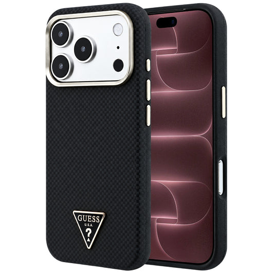 Etui MagSafe do Apple iPhone 18 Pro Max / 17 Pro Max, Guess, Kevlar Triangle Logo, czarne