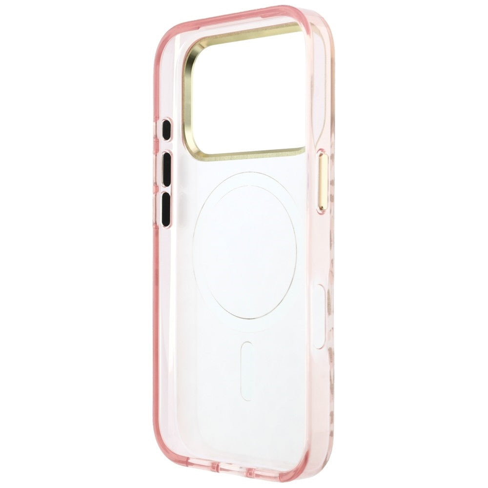 Etui MagSafe do Apple iPhone 18 Pro Max / 17 Pro Max, Guess, Leopard Glitter Triangle Logo, Różowe