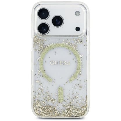 MagSafe Case for Apple iPhone 18 Pro Max / 17 Pro Max, Guess, Resin Bottom Glitter, Gold