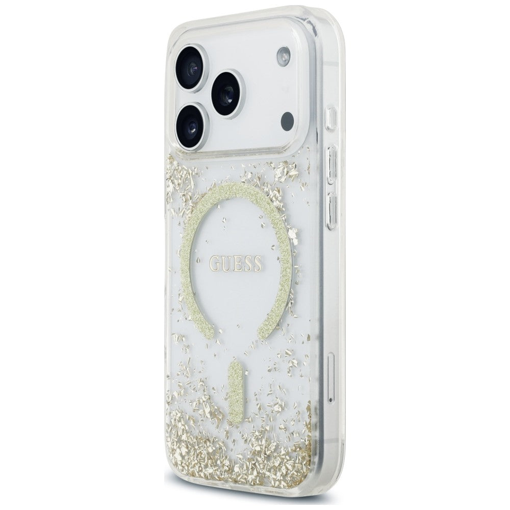 MagSafe Case for Apple iPhone 18 Pro Max / 17 Pro Max, Guess, Resin Bottom Glitter, Gold