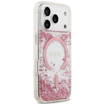 MagSafe Case for Apple iPhone 18 Pro Max / 17 Pro Max, Guess, Resin Bottom Glitter, Pink