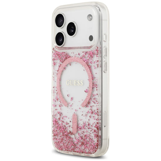 Etui MagSafe do Apple iPhone 18 Pro Max / 17 Pro Max, Guess, Resin Bottom Glitter, Różowe