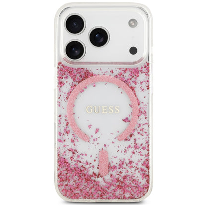 MagSafe Case for Apple iPhone 18 Pro Max / 17 Pro Max, Guess, Resin Bottom Glitter, Pink