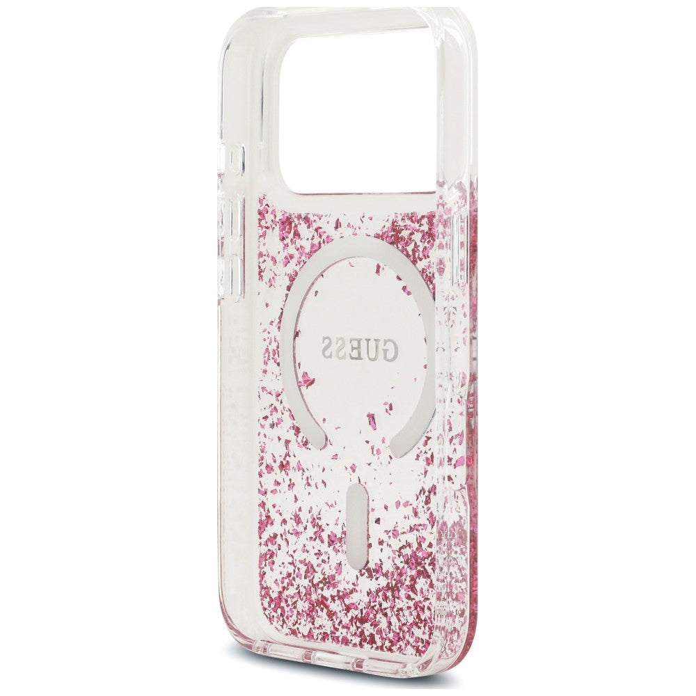 MagSafe Case for Apple iPhone 18 Pro Max / 17 Pro Max, Guess, Resin Bottom Glitter, Pink