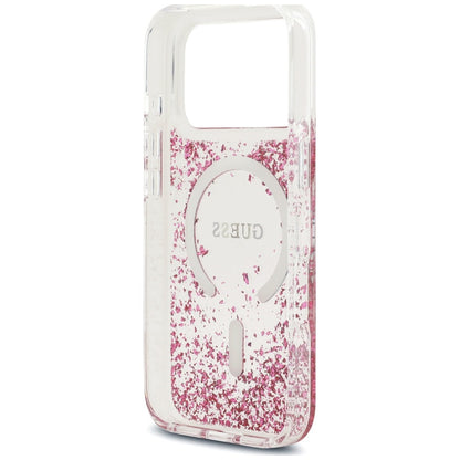 MagSafe Case for Apple iPhone 18 Pro Max / 17 Pro Max, Guess, Resin Bottom Glitter, Pink