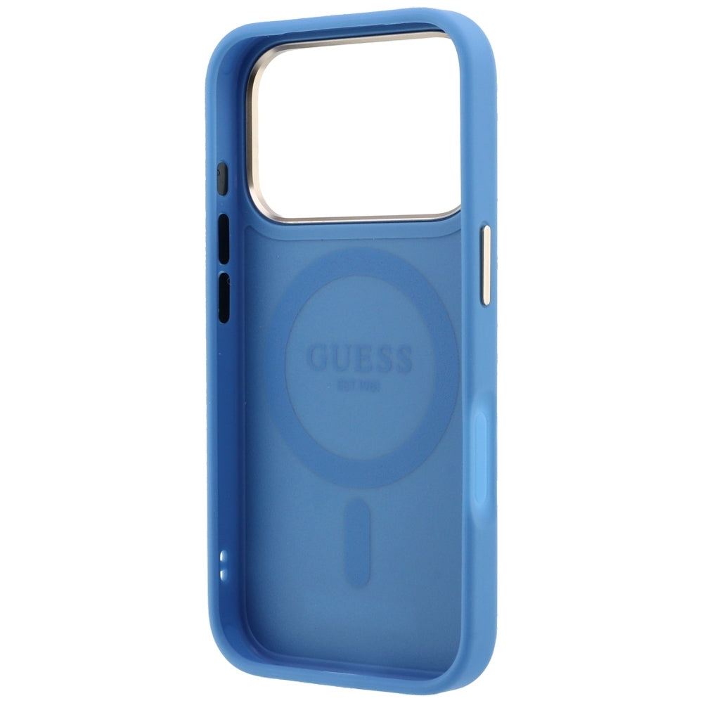 Etui MagSafe do Apple iPhone 18 Pro Max / 17 Pro Max, Guess, Ring Stand 360 4G Classic Logo, Niebieskie