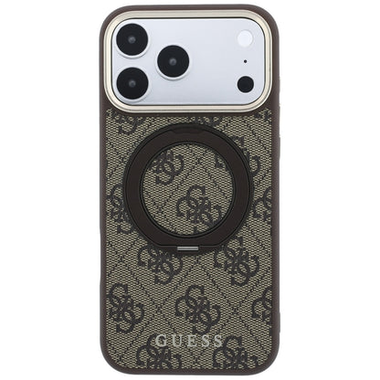 Etui MagSafe do Apple iPhone 18 Pro Max / 17 Pro Max, Guess, Ring Stand 360 4G Classic Logo, Brązowy