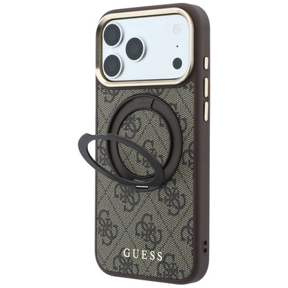 Etui MagSafe do Apple iPhone 18 Pro Max / 17 Pro Max, Guess, Ring Stand 360 4G Classic Logo, Brązowy