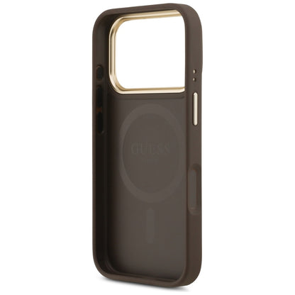 Etui MagSafe do Apple iPhone 18 Pro Max / 17 Pro Max, Guess, Saffiano Peony Ring, brązowy