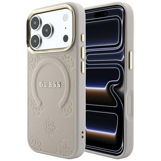 Etui MagSafe do Apple iPhone 18 Pro Max / 17 Pro Max, Guess, Saffiano Peony Ring, różowe