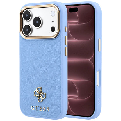 Etui MagSafe do Apple iPhone 18 Pro Max / 17 Pro Max, Guess, Saffiano Small 4G Classic, Bleu