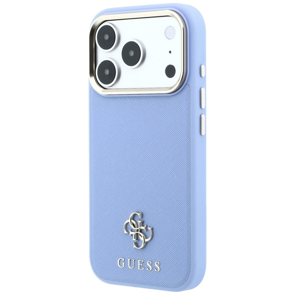 Etui MagSafe do Apple iPhone 18 Pro Max / 17 Pro Max, Guess, Saffiano Small 4G Classic, Bleu