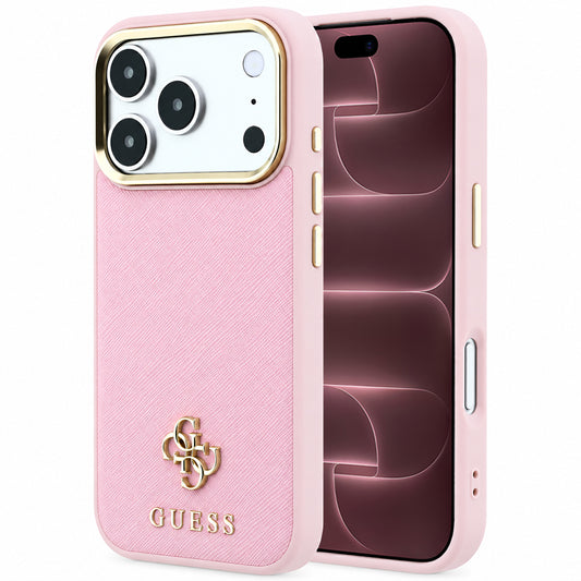 Etui MagSafe do Apple iPhone 18 Pro Max / 17 Pro Max, Guess, Saffiano Small 4G Classic, Różowe