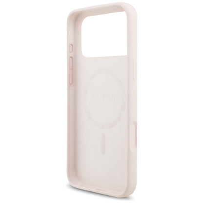 Etui MagSafe do Apple iPhone 18 Pro Max / 17 Pro Max, Guess, Logo Metalowe Script, Różowe