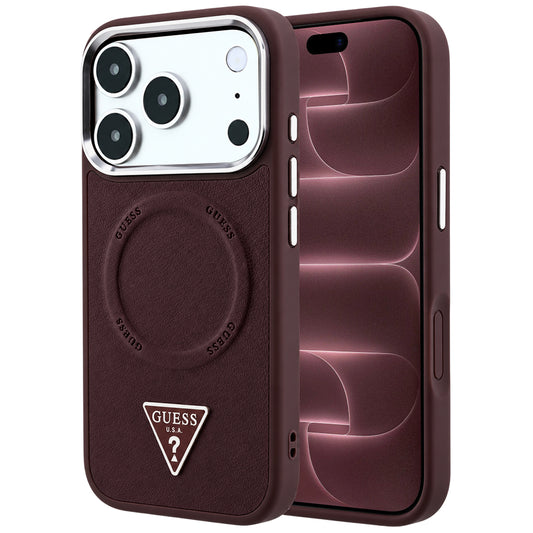 Etui MagSafe do Apple iPhone 18 Pro Max / 17 Pro Max, Guess, Triangle Logo, bordowe
