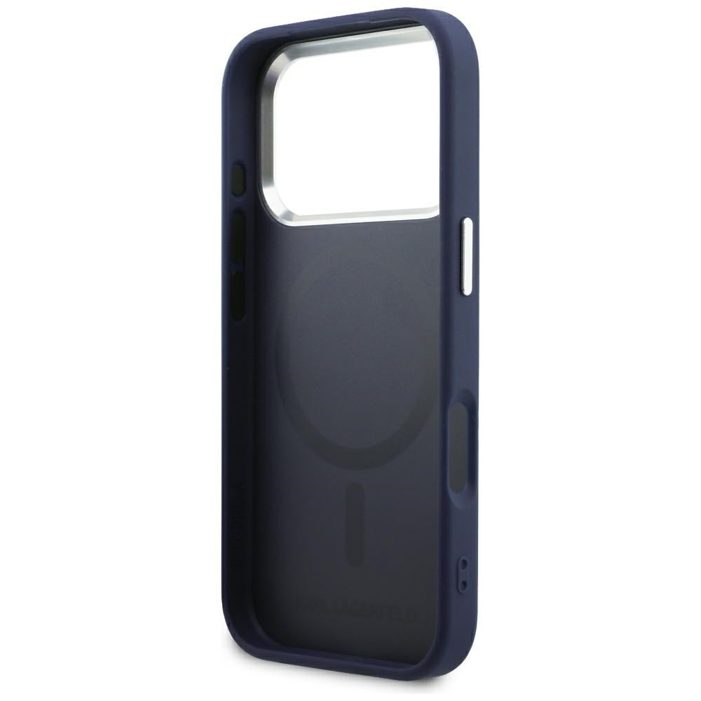 Etui MagSafe do Apple iPhone 18 Pro Max / 17 Pro Max, Karl Lagerfeld, Embossed Open Ring RSG Logo, niebieskie