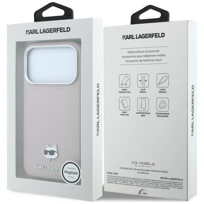 Etui MagSafe do Apple iPhone 18 Pro Max / 17 Pro Max, Karl Lagerfeld, Grained Choupette Head, Różowe