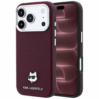 Etui MagSafe do Apple iPhone 18 Pro Max / 17 Pro Max, Karl Lagerfeld, Tłoczona Głowa Choupette, Wiśniowy