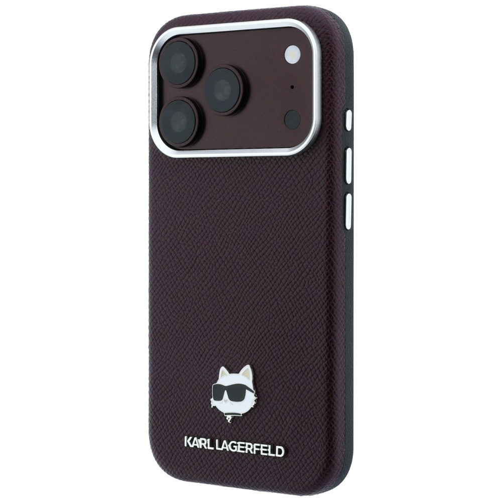 Etui MagSafe do Apple iPhone 18 Pro Max / 17 Pro Max, Karl Lagerfeld, Tłoczona Głowa Choupette, Wiśniowy