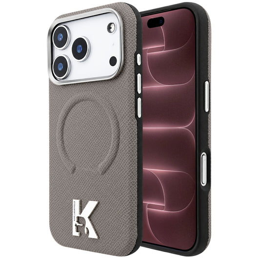 Etui MagSafe do Apple iPhone 18 Pro Max / 17 Pro Max, Karl Lagerfeld, Grained Embossed Ring, Beż