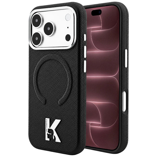 Etui MagSafe do Apple iPhone 18 Pro Max / 17 Pro Max, Karl Lagerfeld, Grained Embossed Ring, czarne