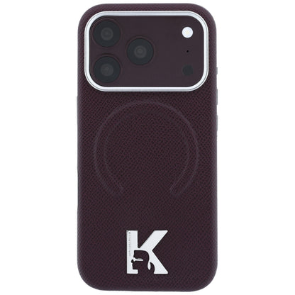 MagSafe Case for Apple iPhone 18 Pro Max / 17 Pro Max, Karl Lagerfeld, Grained Embossed Ring, Burgundy