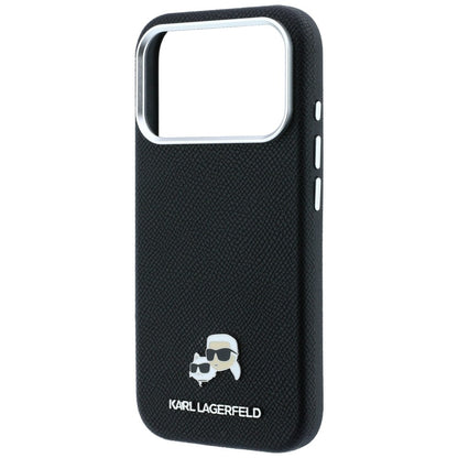 MagSafe Case for Apple iPhone 18 Pro Max / 17 Pro Max, Karl Lagerfeld, Grained KC Heads, Black