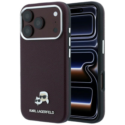 Etui MagSafe do Apple iPhone 18 Pro Max / 17 Pro Max, Karl Lagerfeld, Grained KC Heads, Wiśniowy