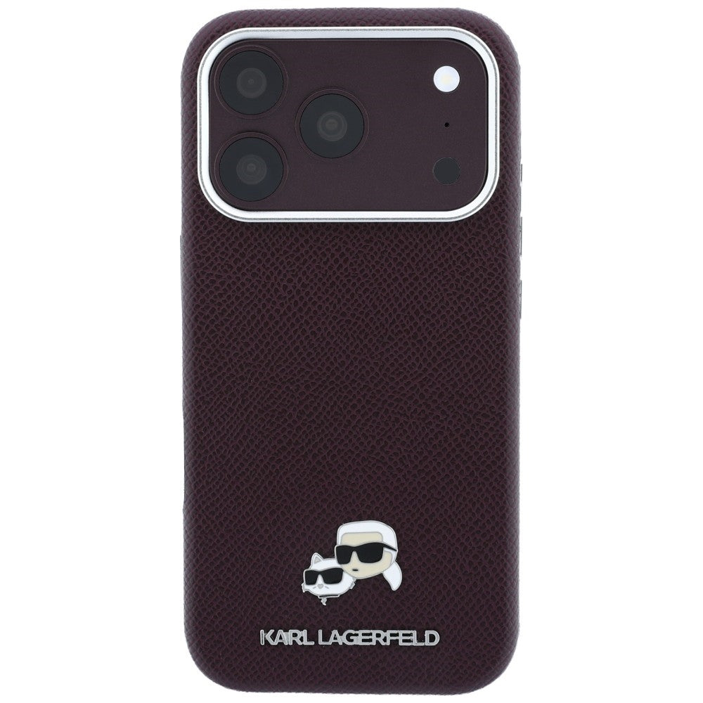 Etui MagSafe do Apple iPhone 18 Pro Max / 17 Pro Max, Karl Lagerfeld, Grained KC Heads, Wiśniowy