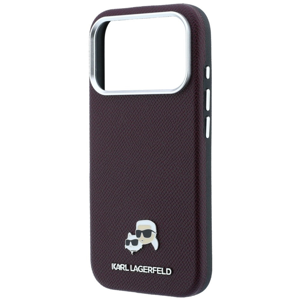 Etui MagSafe do Apple iPhone 18 Pro Max / 17 Pro Max, Karl Lagerfeld, Grained KC Heads, Wiśniowy
