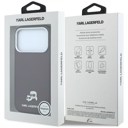 Etui MagSafe do Apple iPhone 18 Pro Max / 17 Pro Max, Karl Lagerfeld, Grained KC Heads, Wiśniowy