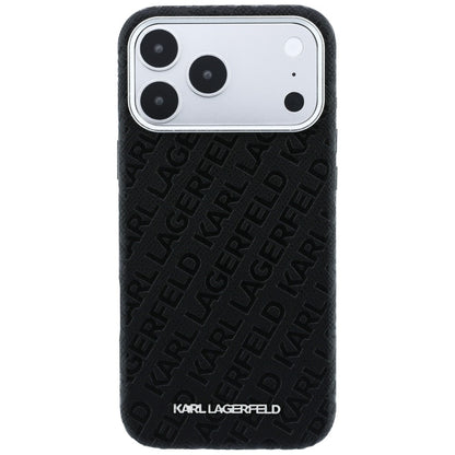 MagSafe Case for Apple iPhone 18 Pro Max / 17 Pro Max, Karl Lagerfeld, Grained Metal Logo, Black
