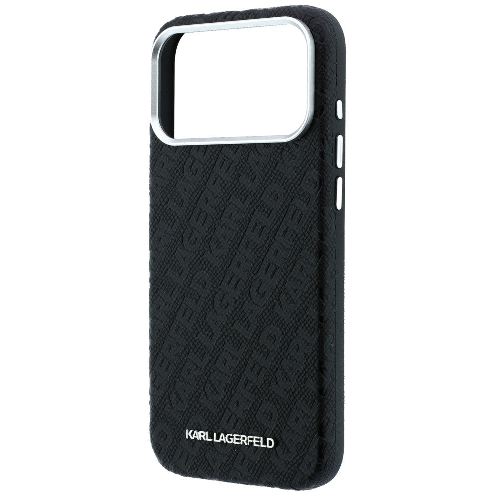 MagSafe Case for Apple iPhone 18 Pro Max / 17 Pro Max, Karl Lagerfeld, Grained Metal Logo, Black