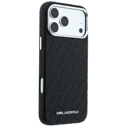 MagSafe Case for Apple iPhone 18 Pro Max / 17 Pro Max, Karl Lagerfeld, Grained Metal Logo, Black