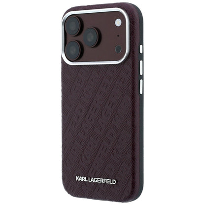 Etui MagSafe do Apple iPhone 18 Pro Max / 17 Pro Max, Karl Lagerfeld, Logo z metaliczną fakturą, Bordowy