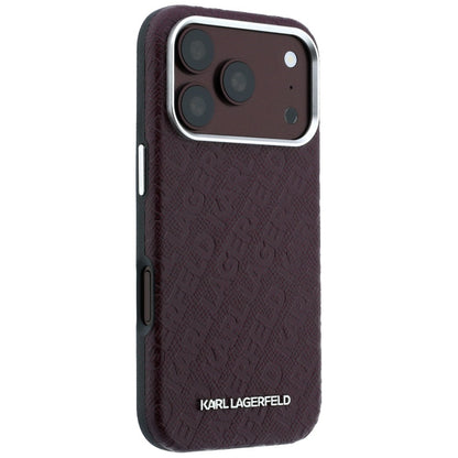 Etui MagSafe do Apple iPhone 18 Pro Max / 17 Pro Max, Karl Lagerfeld, Logo z metaliczną fakturą, Bordowy