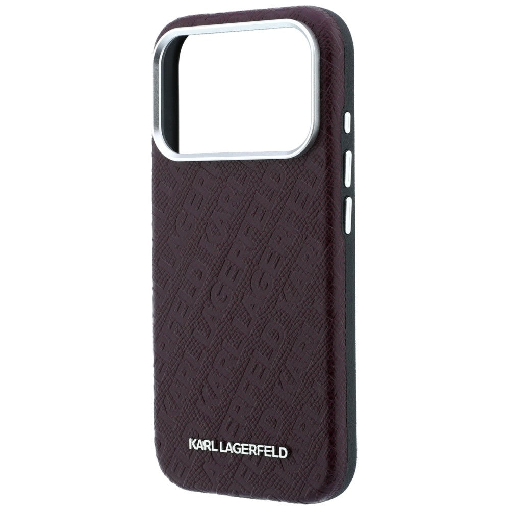 Etui MagSafe do Apple iPhone 18 Pro Max / 17 Pro Max, Karl Lagerfeld, Logo z metaliczną fakturą, Bordowy