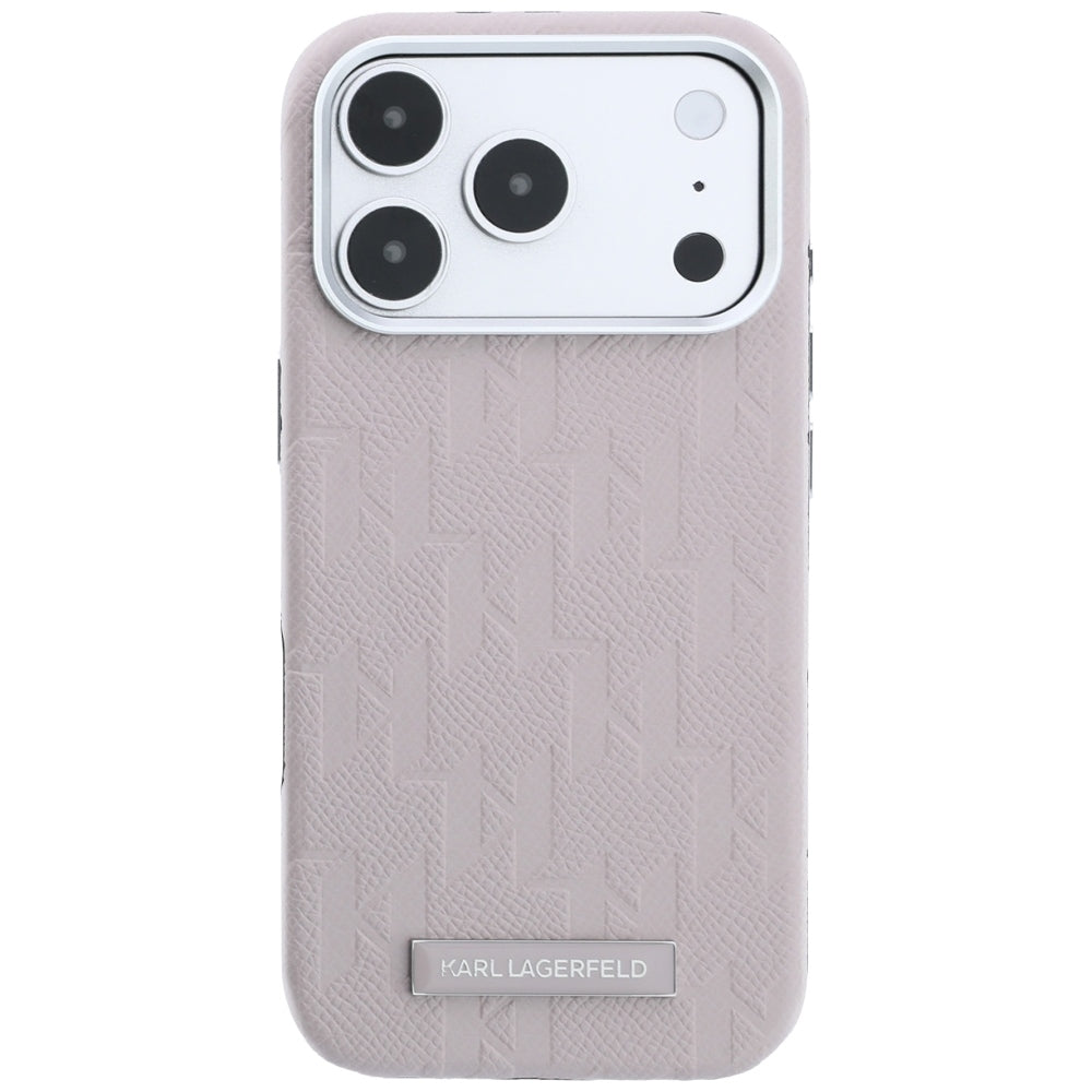 MagSafe Case for Apple iPhone 18 Pro Max / 17 Pro Max, Karl Lagerfeld, Grained Mono Resin Logo, Pink